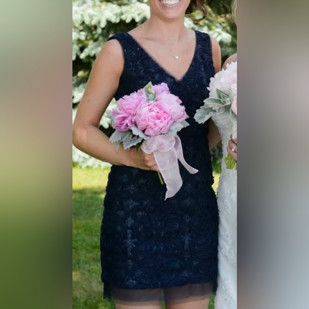 V Neck Mini Dress Midnight Blue